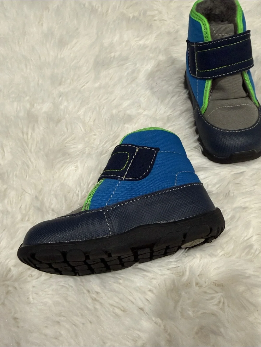 See Kai Run Navy, Gray and Bright Green Kids Boots